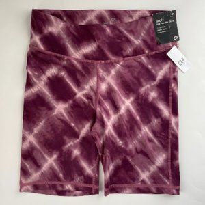 GapFit High Rise Burgundy Tie Dye Bike Shorts Size M NWT